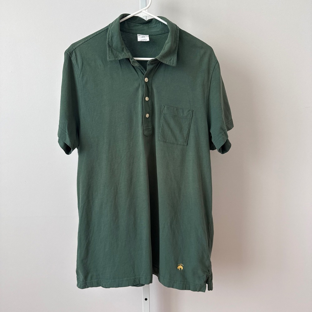 Brooks Brothers XL Green Polo Shirt Slim Fit 1818 Pocket Jersey Preppy Old Money